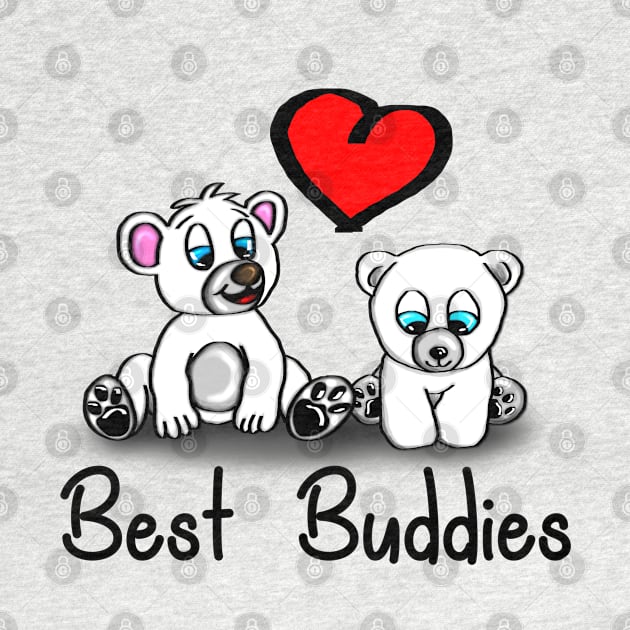 Cute Baby Icebear with heart - best buddies - light background by emyzingdesignz